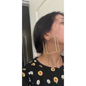 Large gold hoop earrings , huge gold hoops  big gold hoop earrings chunky square